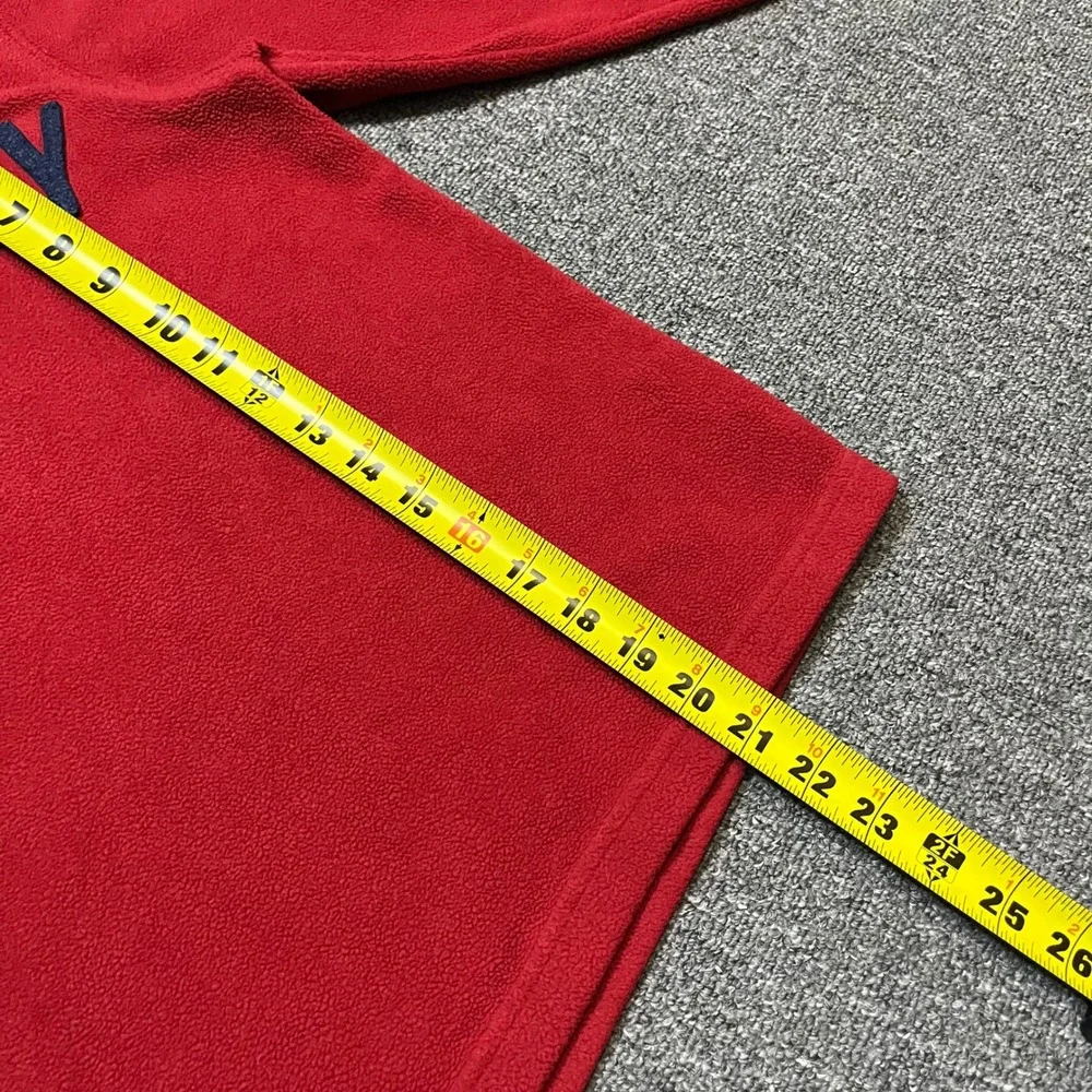 Old Navy Fleece Quarter Zip Pullover Size M 8 Red Navy Blue Logo Kids Sweatshirt